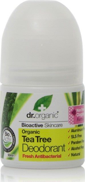 Dr.Organic Tea Tree Φυσικό Αποσμητικό σε Roll-On Χωρίς Αλουμίνιο 50ml